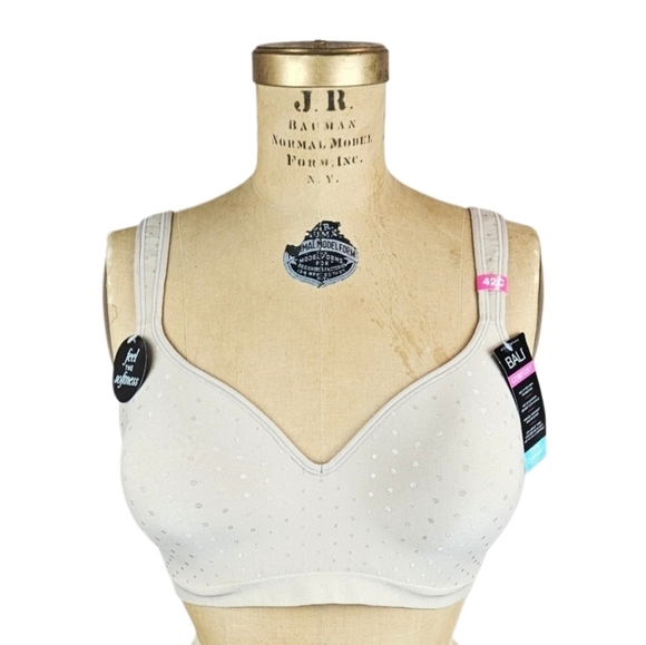 Nwt Bali Comfort Revolution Full-Coverage Wireless Polka Dot Bra 42C Plus Size - Picture 4 of 7